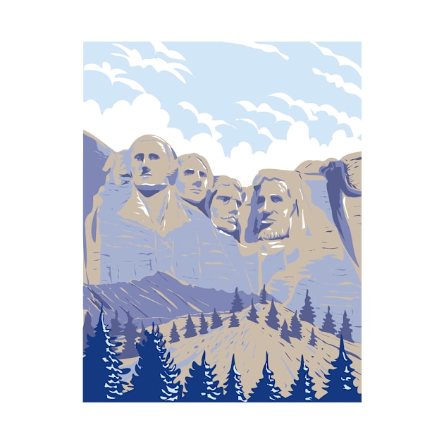 Mount Rushmore National Memorial Shrine of Democracy South Dakota USA WPA Art Poster by patrimonio