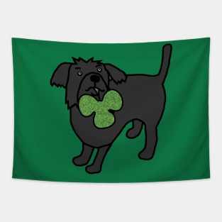 Cute Dog Holding Green Club Tapestry