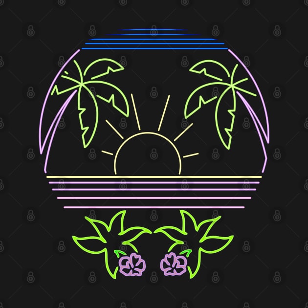 Retro Palm Tree Vintage Neon Surf Tropical Design by Dojaja