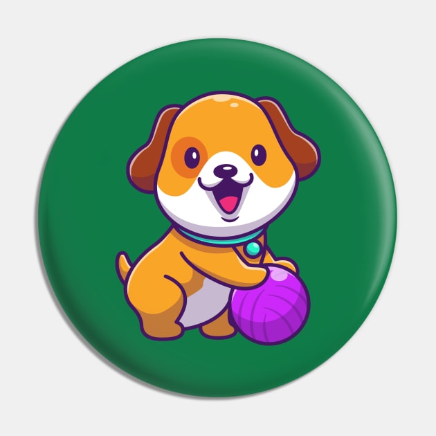 Cute Dog Playing Ball Cartoon Pin by Catalyst Labs