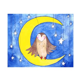 Crescent Moon Owl T-Shirt