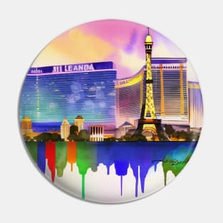 Las Vegas Skyline Ai Art Watercolor Pin