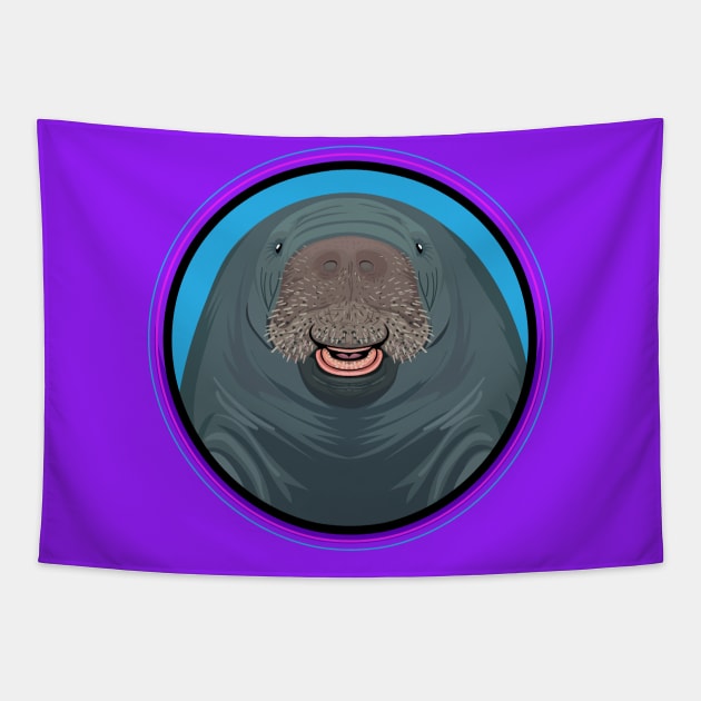 Manatee Circle Tapestry by Peppermint Narwhal