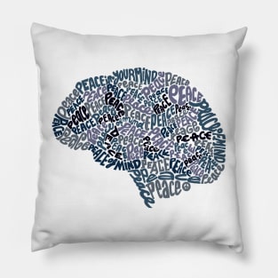 Peace of Mind Brain Wordcloud Pillow