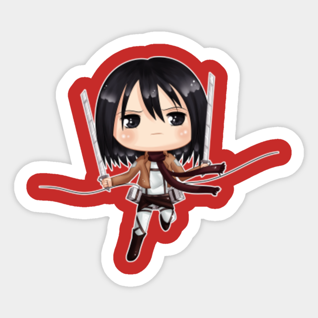 chibi mikasa anime sticker teepublic