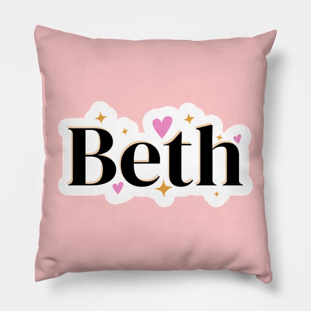 Beth name cute design Pillow by BrightLightArts