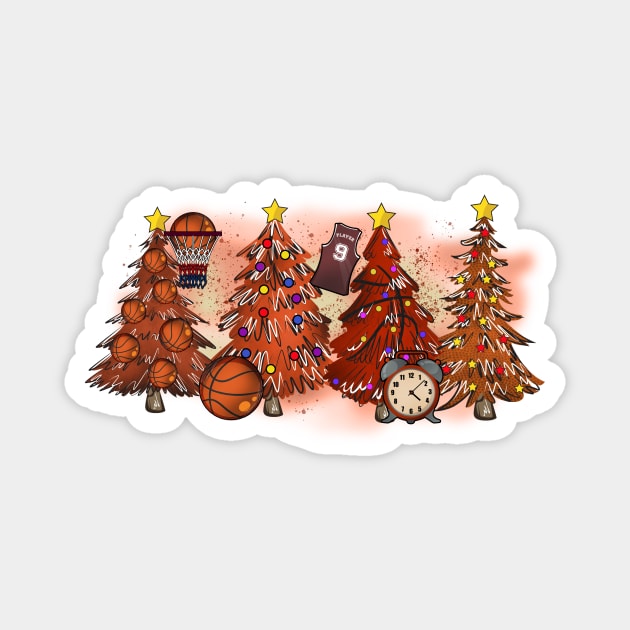 Basketball Christmas Trees Xmas Gift Magnet by The WYLD Tribe