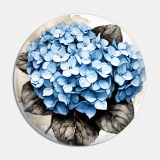 Hydrangea Flowers Circle Design Pin