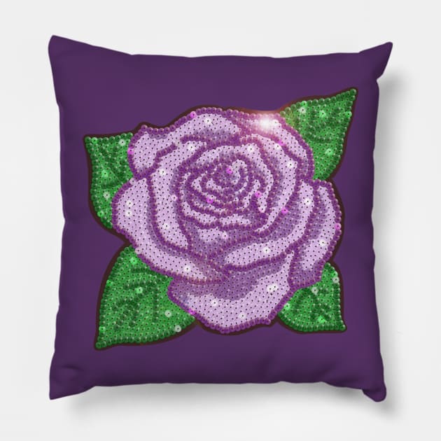 Purple Sequin Rose Pillow by Annelie