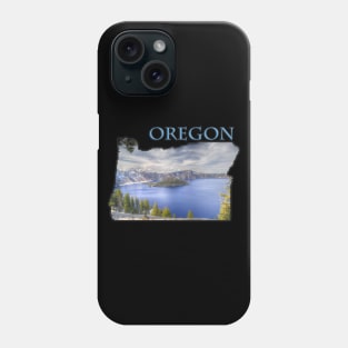 Oregon State Outline (Crater Lake & Wizard Island) Phone Case