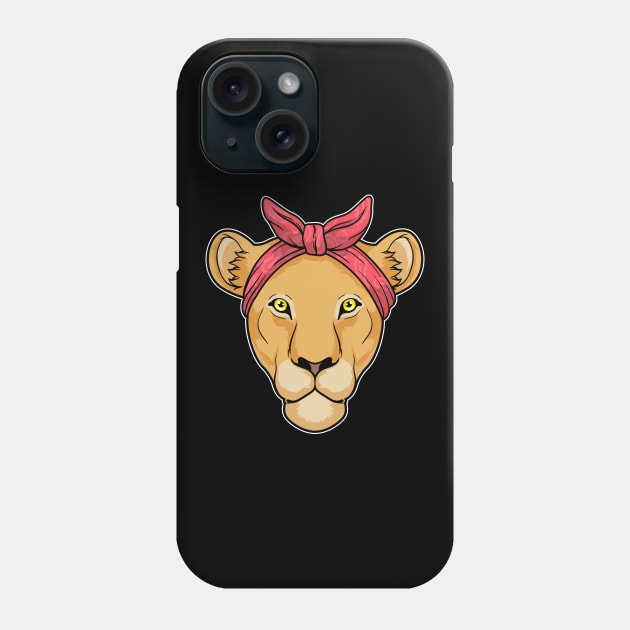 Lioness with Ribbon red Phone Case by Markus Schnabel