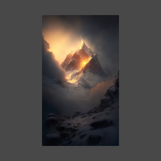 Digital Art - Annapurna mountain range during golden hour by UmagineArts