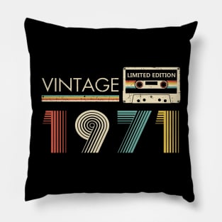 52nd Birthday Vintage 1971 Limited Edition Cassette Tape Pillow