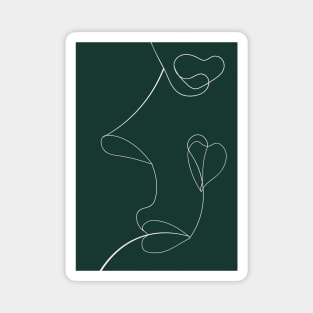 Continuous Line Art Face Drawing, Floral Shapes 1 Magnet