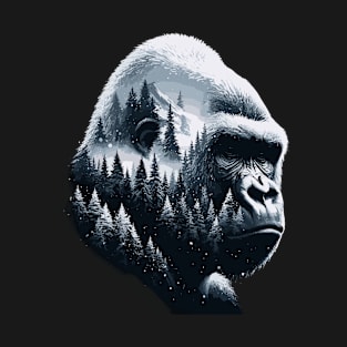 Gorilla Face Silhouette Forest Nature T-Shirt