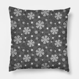 Snowflakes Pattern on Gray Pillow