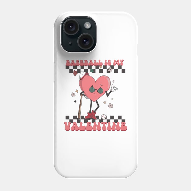 Retro Baseball Valentines Day, Baseball Is My Valentine, Baseball Heart Phone Case by mcoshop