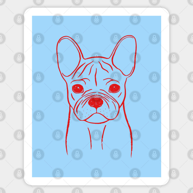 French Bulldog Blue And Red French Bulldog Sticker Teepublic
