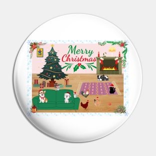 Funny Christmas design with various cute animals, including chickens because why not Pin