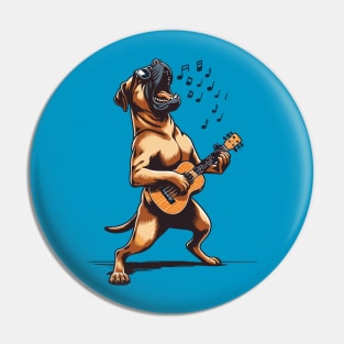 Dog Playing Guitar Singing Boerboel Bull Mastiff Pin