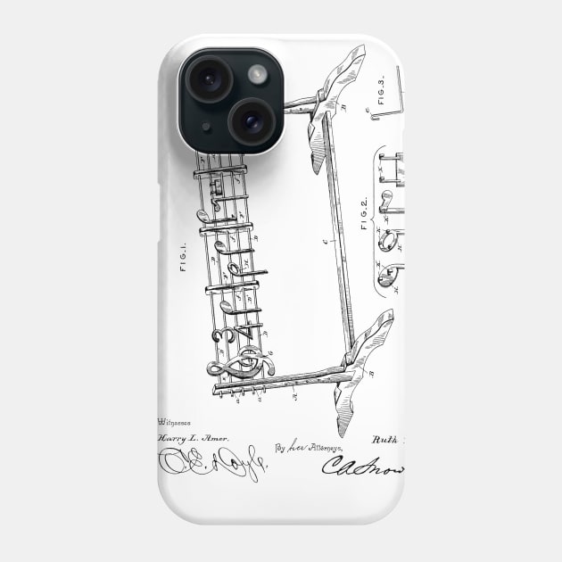 Device for Teaching Music Vintage Patent Hand Drawing Phone Case by TheYoungDesigns