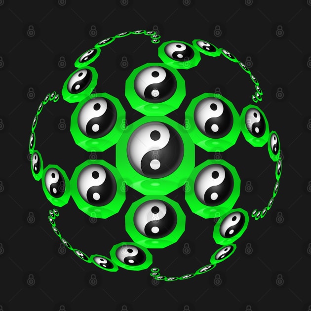 Yin Yang Design - Green Color with a Ball Effect by The Black Panther