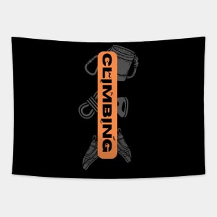 climbing with rock climbing equipment orange Tapestry