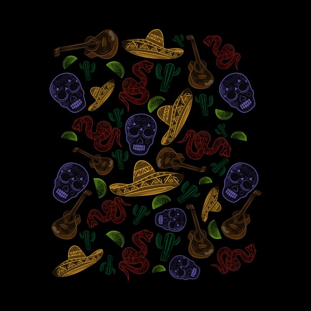 Mexican Pattern Design Coloured No.2 by JDP Designs