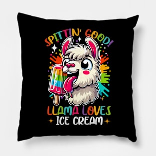 Funny Vibrant Llama Lover, Ice Cream Lover, Cute Animal Alpaca Pillow