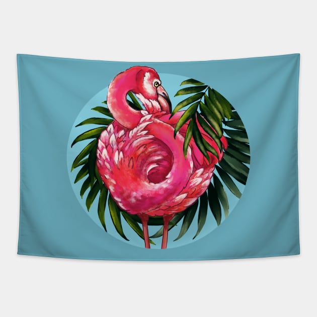 a flamingo bird Tapestry by EEVLADA