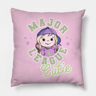 Cute Toddler Girl T-Shirt with a Sports Themed Baseball Cap and Message Pillow