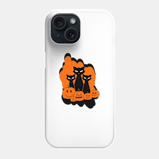 HAPPY Halloween Black Cats And Pumpkins Phone Case