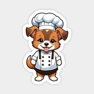 Cute Chef Dog Cartoon Illustration Magnet