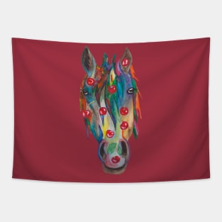 Horse head with cherries Tapestry