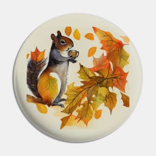 Autumn Leaves, squirrel Pin