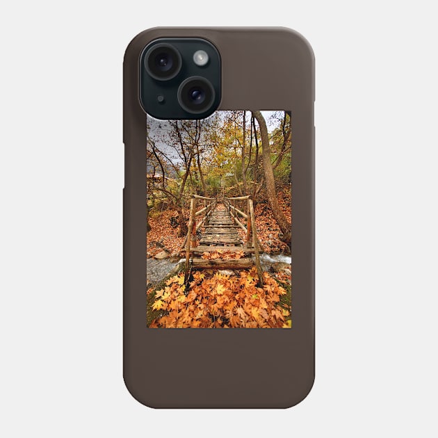 Wooden bridge to the heart of autumn Phone Case by Cretense72