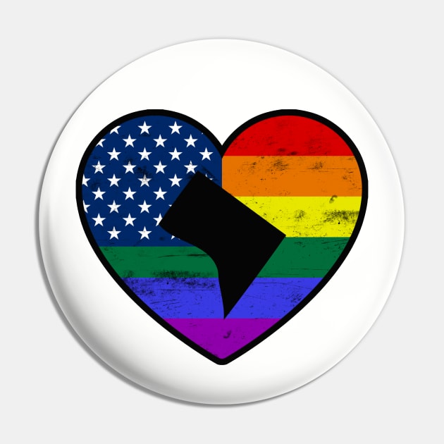 Washington D.C. United States Gay Pride Flag Heart Pin by TextTees