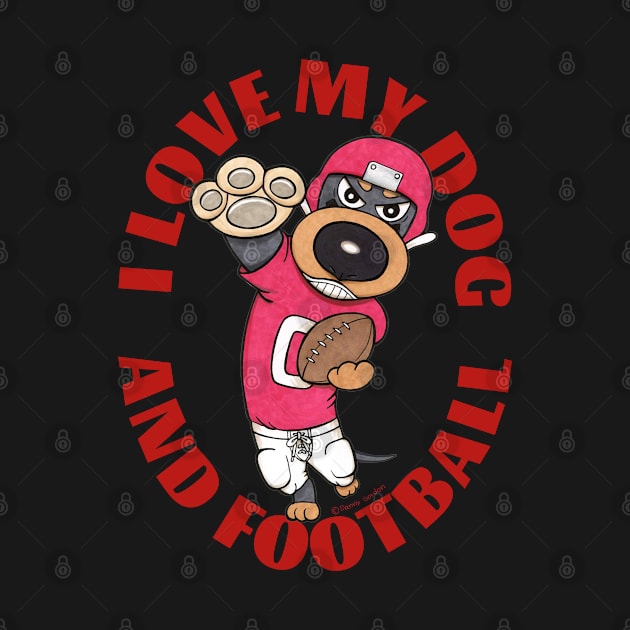 Cute Funny Doxie Dachshund Dog Football Player by Danny Gordon Art