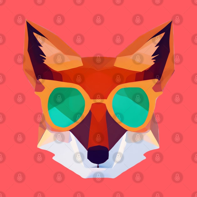 Cool Low Poly Fox wearing Sunglasses by Artist Rob Fuller