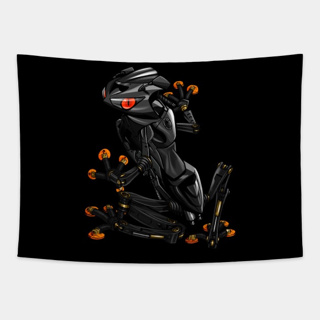 Kawasaki ZX6R Frog Black Tapestry by MOTORIND