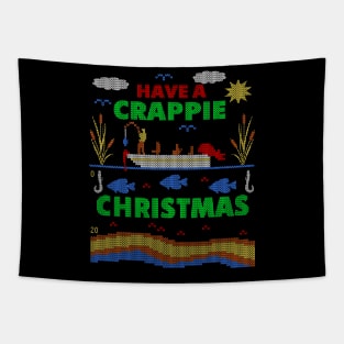 Funny Crappie Fishing Ugly Christmas Sweater Party Shirt Tapestry