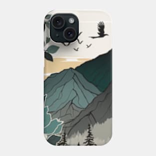 beautiful mountain view, vintage style Phone Case