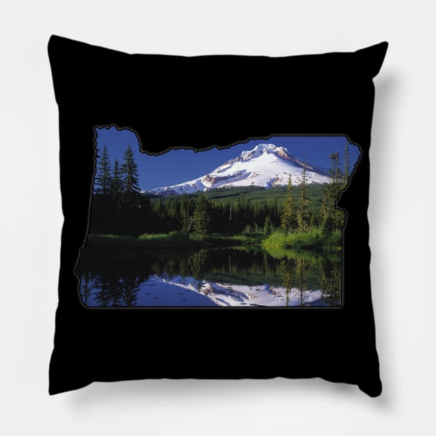 Oregon State Outline (Mount Hood) Pillow by gorff