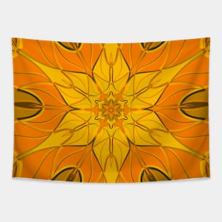 Cartoon Mandala Flower Yellow Tapestry