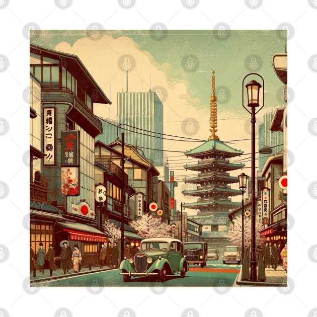 Retro Tokyo Street Japan by unrealartwork