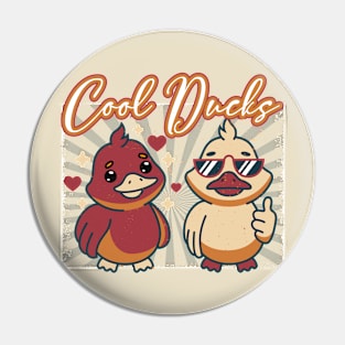 Vintage Cool Ducks, funny dukcs Pin