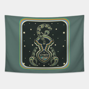 Scorpio 70s style art Tapestry