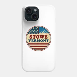 Stowe Vermont Skiing Mountains Stars And Stripes Ski VT Phone Case