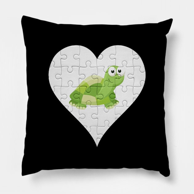 Jigsaw  Turtle Heart Design - Fish Turtle Pillow by giftideas