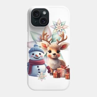 So sweet this little reindeer with the friend the snowman. Phone Case